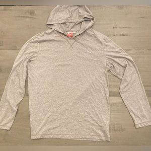 Mens Puma Sport Lifestyle Long Sleeve Shirt with Hood in Gray Size Large